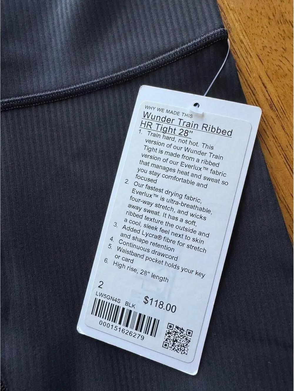 Lululemon Wunder Train Ribbed High Rise 28” Black Size 2 NWT